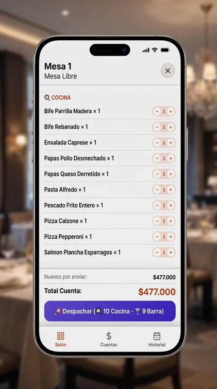 Ticket y Resumen de Mesa